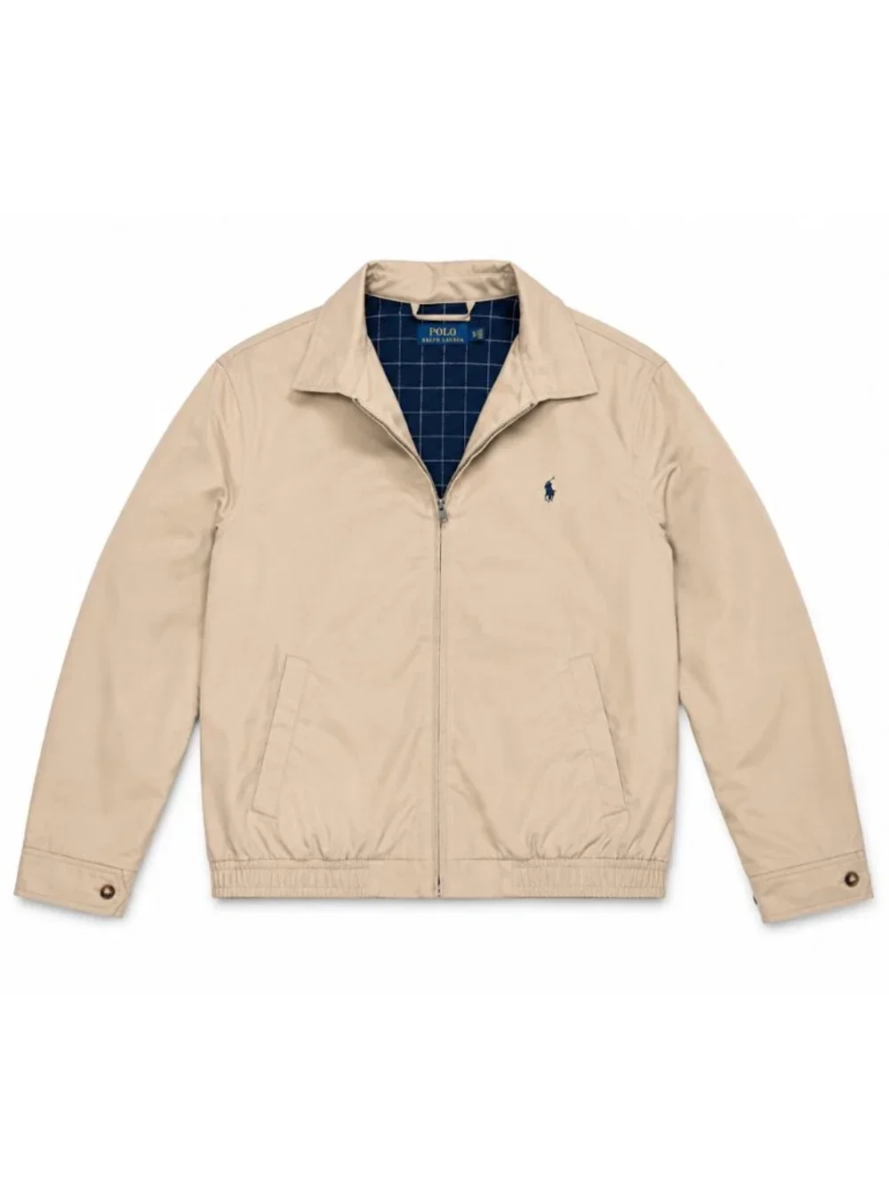 Polo Ralph Lauren Beige Harrington Jacket Navy Lined